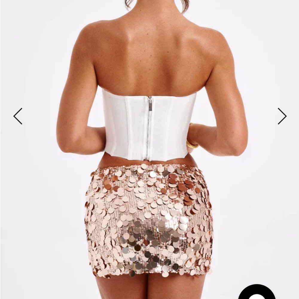 Gold Sequin Mini Skirt Cocktail - Picture 3 of 3